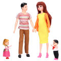 Family Dolls Set Of 5 People With 3 Kids Dad Pregnant Mom Girl Pretend Play Toys. 