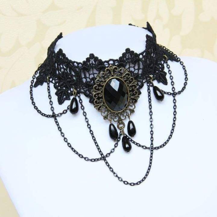 Retro%20Black%20Lace%20Tassel%20Choker%20Necklace%20Clavicle%20Chain%20False%20Collar%20Gothic%20Style%20Adjustable%20Lace%20Necklace%20for%20Women%20Girls%20-%20Image%204