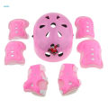 2 Set 3-5 years old Kid Child Roller Skating Bicycle Helmet Knee Wrist Guard Elbow Pad pink + purple.