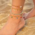 Uworld Stainless Steel Chain Handmade Anklets Bangle for Women Multicolor Mix Natural Stone Fashion Jewelry Wholesale.