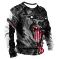 Men's long sleeve T-shirt winter 3D animal printed T shirts street fashion wolf pattern loose tops tees oversized men's clothing.