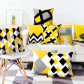 Yellow Black Geometric Pattern Square Cushion Cover Pillow Case Polyester Throw Pillows Cushions For Home Decor 45x45cm. 