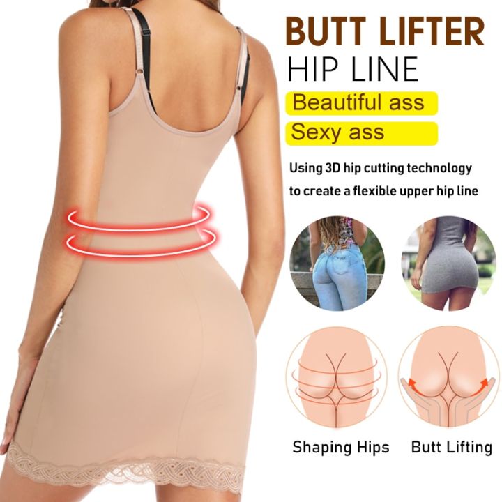 Shapewear%20Slip%20Dress%20for%20Women%20Tummy%20Control%20Camisole%20Full%20Slip%20Under%20Dress%20with%20Lace%20Seamless%20Slimming%20Body%20Shaper%20Long%20Cami%20-%20Image%205