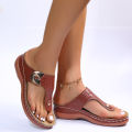 2022 Summer Women Wedge Sandals Premium Orthopedic Open Toe Sandals Vintage Anti-slip Leather Casual Female Platform Retro Shoes.