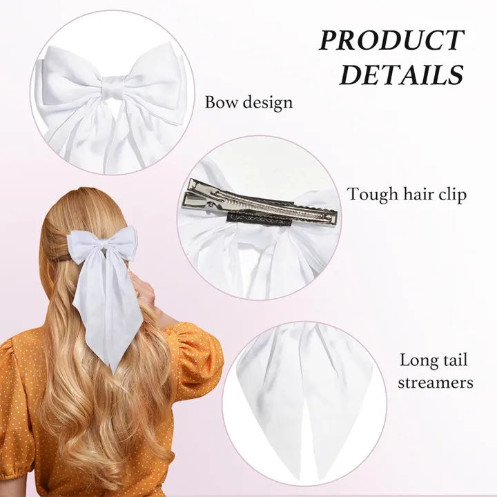 Hair%20Bows%20for%20Girls%20Ribbons%20Pink/White/Black%20Bow%20Girls%20Ribbon%20Hair%20Accessories%20for%20Woman%20Simple%20Satin%20Solid%20Spring%20Clip%20Hair%20Pin%20-%20Image%203