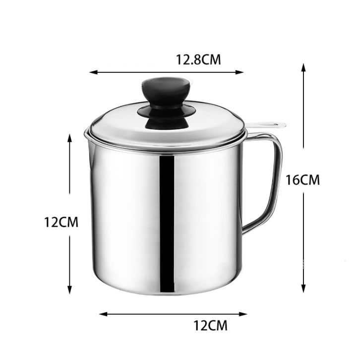 Stainless Steel Grease Strainer Container Oil Storage Pot Can Filter Dust Lid Dounp
