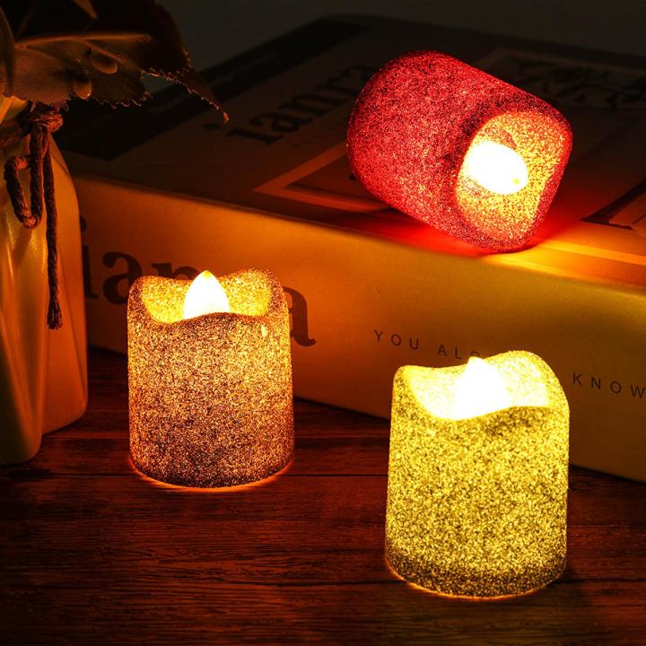 1/5Pcs LED Candle Lights Wave Glitter Candle Light Atmosphere Battery Powered Romantic Candles Lamps Birthday Party Decorations