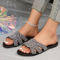 Crystal Summer Flat heel Shoes for Women's slippers Sandals Bling Flat Comfort Sandals for Women Outdoor Casual Party Flip Flops.