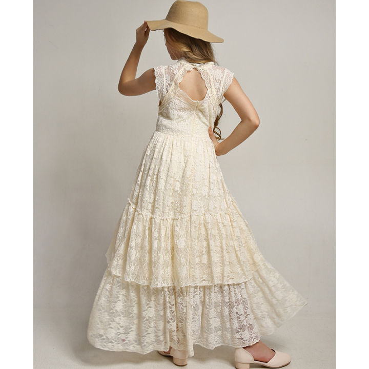 GC%20Girls%20Short%20Sleeve%20Lace%20Applique%20Dresses%20Casual%20Zipper%20Solid%20Color%20Long%20Skirts%20Summer%20Maxi%20Dress%20For%20Ceremony%20-%20Image%205
