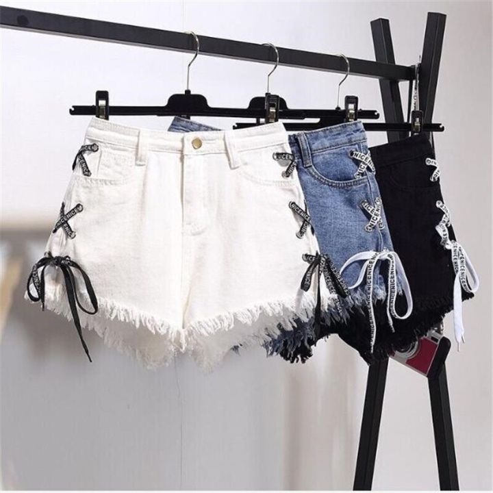 Women Fashion Denim Shorts Summer High Waist Ripped Short