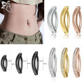 ZS 1 PC 14G Stainless Steel Clicker Belly Button Ring For Women Gold Color Reverse Curved Navel Barbell Body Jewelry 8/10/12MM. 