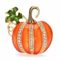 【Tech-savvy】 Enamel Pumpkin Brooches for Women Classic Rhinestone Halloween Brooch Pin Gifts. 