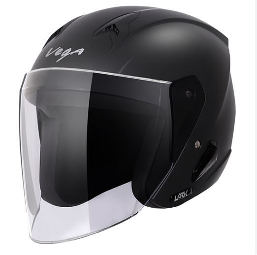 Vega Lark ISI Certified Glossy Open Face Helmet for Men and Women with Long Clear Visor