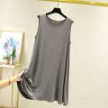 Large Size Modal Nightdress Women's Summer Thin Loose Sleeveless Dress plus-Sized Pajamas Vest Dress round Neck Casual Skirt. 