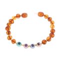 HAOHUPO Custom Name Amber Jewelry Baltic Amber Teething Bracelet Anklet with BABY'S NAME Unique Children Natural Jewelry Gift.