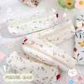 Floral Pencil Bag Flowers Pencil Cases Cute Cotton Pen Bag Storage Bags School Supplies Stationery.