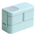 Leak-proof Bento Lunch Box With 3 Compartments Double Layer Buckle Closure Microwave Safe Stackable Salad Box For Kids Adults. 