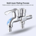 EsoGoal Faucet Washing Machine Faucet Dual Port Alloy Faucet Multi-function Faucet Double Spout Water Mixed Tap Two Way Water Washer Tap Double G1/2 Port Interface Bathroom Water Tap.
