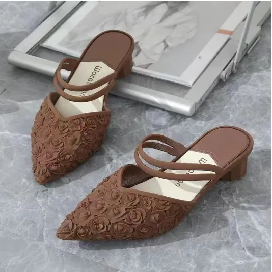 New%20Lady%20Style%20Niche%20Design%20Sense%20Lace-up%20Thick%20Heel%20Pointed%20Head%20Rose%20Wrapped%20Head%20Half%20Sandel%20-%20Image%205