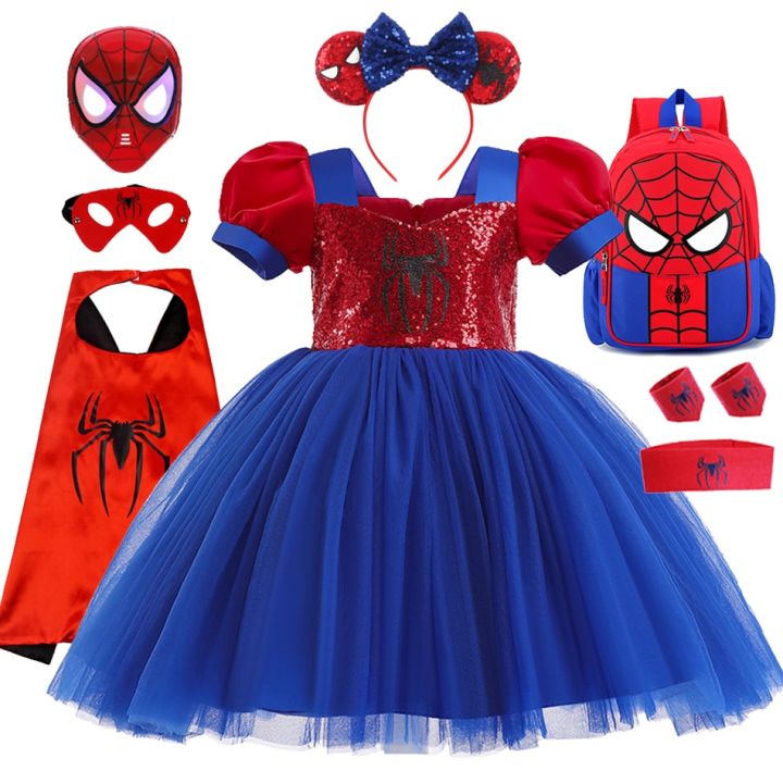 Disney%20Spiderman%20Cosplay%20Tutu%20Dress%20Costumes%20Girls%20Children's%20Day%20Vestidos%20Party%20Halloween%20Spider%20Mesh%20Kids%20Clothes%20-%20Image%204