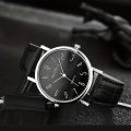 Vintage Round Pointer Quartz Watch Casual Analog PU Leather Wrist Watch For Women Men.