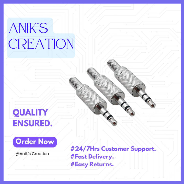 3 Pole Steel Audio Port 3.5mm 2 pcs