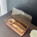 Transparency Storage Box For Tea Set Cup With Lid & Drain Dustproof Cutlery Holder For Kitchen Huiye. 