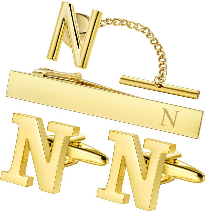 HAWSON%20Personalized%20Letter%20Cufflinks%20Tie%20Clips%20and%20Tie%20Buckle%20Set%20for%20Tie%20and%20French%20Cuffs%20or%20Dress%20Shirt%20,Gift%20for%20him%20-%20Image%203