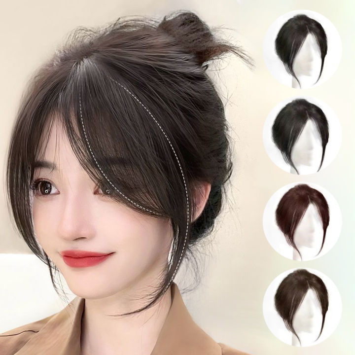 Natural Air Bangs Middle Part Fringe Synthetic Topper Hairpiece Hair Clip Extension Synthetic Hair Fringe Styling Tools