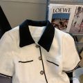 Color Matching Short Style Small French Coat Black and White Women's Clothing Street Chic Fried High-Grade Spring and Autumn Tops Sense. 