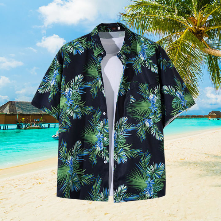 Men's%20Short%20Sleeved%20Floral%20Shirt%20Loose%20Hawaiian%20Shirt%20Casual%20Versatile%20Beach%20Top%20Turn-Down%20Collar%20Summer%20Loose%20Popular%20Quick%20Dry%20-%20Image%206