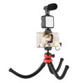 Jumpflash KIT-04LM Vlogging Kit Smartphone Video Rig Kit Includes 1 LED Light 1 Tripod 1 Microphone 1 Phone Holder 1 Re-mote Control for Photography Recording.