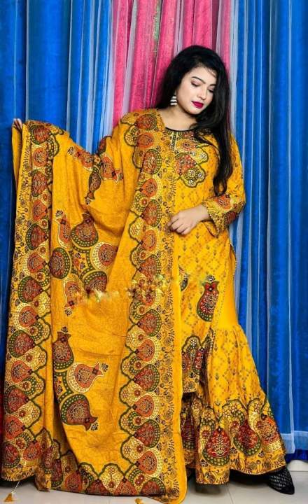 Readymade%20%20Stylish%20And%20Comfortable%20Made%20By%20Lilen%20%20Fabric%20Ghararah%20Three%20Piece%20For%20Women%20-%20Image%203