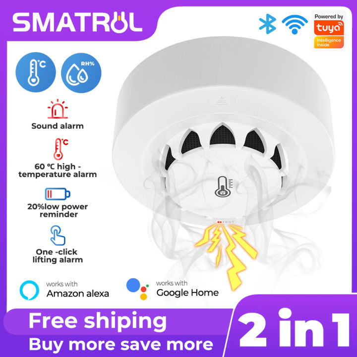 SMATRUL Tuya Wifi Smart Smoke Alarm Temperature And Humidity Detection ...