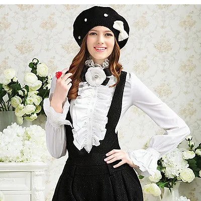 Victorian%20Flounce%20Blouse%20Women%20OL%20Office%20Ladies%20Business%20White%20Shirt%20High%20Neck%20Frilly%20Ruffle%20Cuffs%20Shirts%20Female%20Blouses%20-%20Image%204
