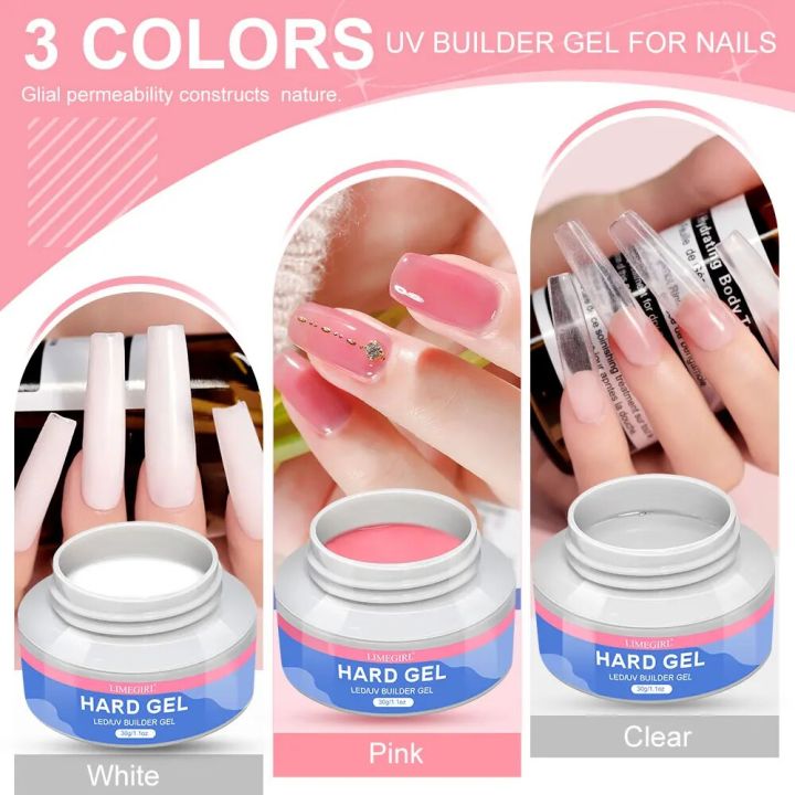30/60ML 3 Colors UV LED Manicure Extension Nail Gel Building Gel Manicure Tool Extension Model Gel Varnish UV Phototherapy Nail