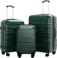 Coolife Luggage Expandable(only 28) Suitcase 3 Piece Set with TSA Lock Spinner 20in24in28in (lake blue). 