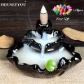 【Daily Necessities For Anyone Store】10Pcs Incense Cones + Backflow Incense Burner Incensory Buddha Statue Aroma oke Censer Room Incense Joss. 