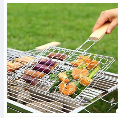 Steel%20Outdoor%20Camping%20Grill%20BBQ%20Mesh%20Net%20Tongs%20Clip%20Barbecue%20Cooking%20Tool-Silver%20-%20Image%202