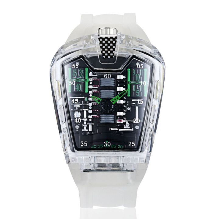 1pc%20Men%20White%20Transparent%20Acrylic%20Fashion%20Racing%20Engine%20Versatile%20Quartz%20Watch%20-%20Image%203