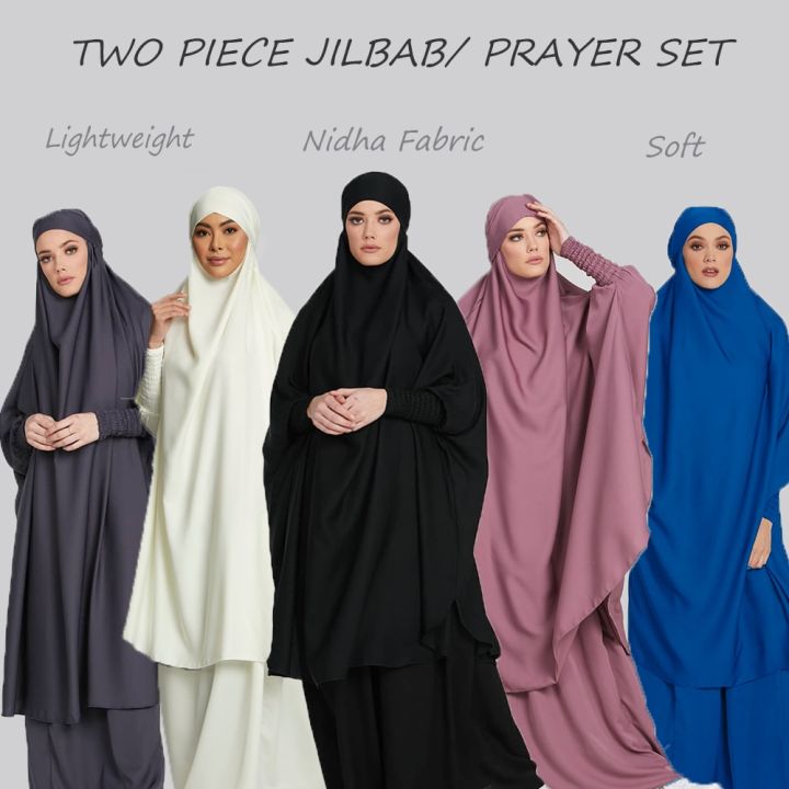 Muslim Women 2 Pieces Set Nida Jilbab With Tops Robe And Dress