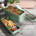 【NEW】 3 Layer Lunch Box Wheat Straw Bento Boxes Microwave Dinnerware Food Storage Healthy Material Container Lunchbox 900Ml. 