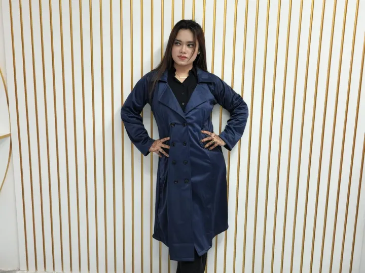 Women%20Jacket%20Stylish%20Fall%20Winter%20Women's%20Overcoat%20Trendy%20Solid%20Color%20Turn-down%20Collar%20Long%20Sleeve%20Cardigan%20with%20Belted%20Button%20Closure%20Mid%20Length%20Loose%20Lady%20Coat%20-%20Image%203