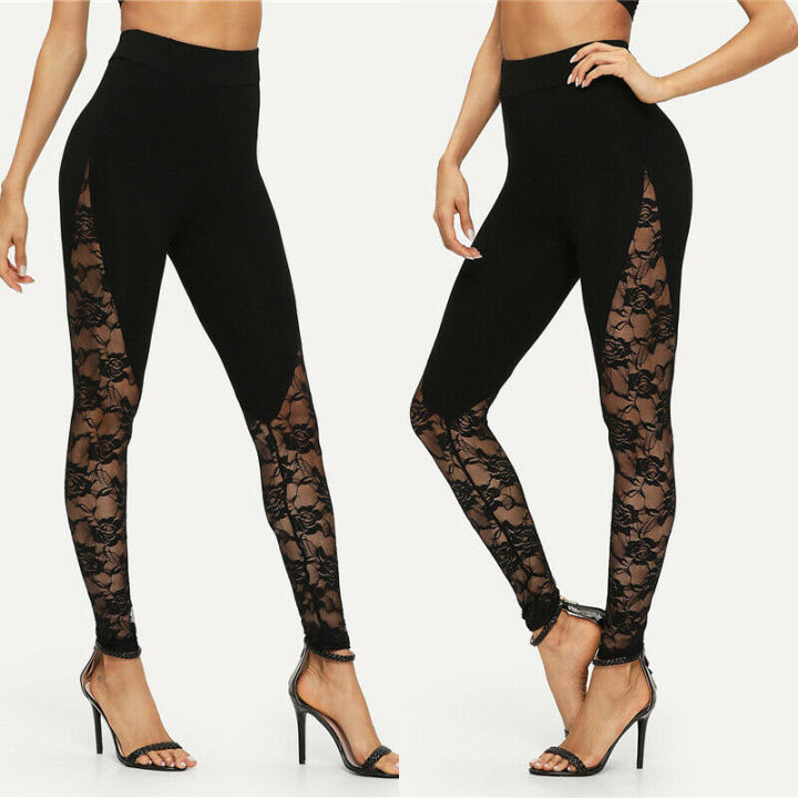 High%20Waist%20Black%20Lace%20Leggings%20Women's%20Ladies%20Floral%20Lace%20Side%20Panel%20Cut%20Out%20Black%20Leggings%20S%20M%20L%202XL%20-%20Image%204
