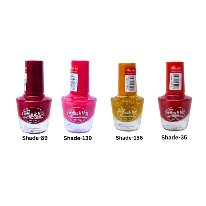 Miss & Mrs Nail Polish For Women 7ml Shade - 89, 139, 156 , 35