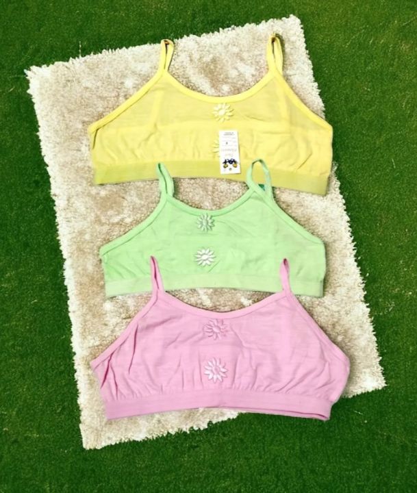 Authentic Girlswear Semis Bra 3 Pieces comfortable cotton Semis Bra Slim Strap Genji for Women and Girls