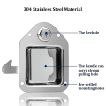 Truck Tool Box Latch Stainless Steel Toolbox Paddle Lock Spare Parts Accessories Handle with Keys for Truck RV Trailer. 