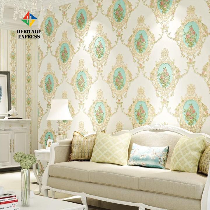 Embossed Floral Wallpaper Collection Adhesive 57 square feet Roll