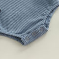 Baby’s Casual Long Sleeve Romper Fashion Solid Color Button Round Neck Triangle Jumpsuits. 