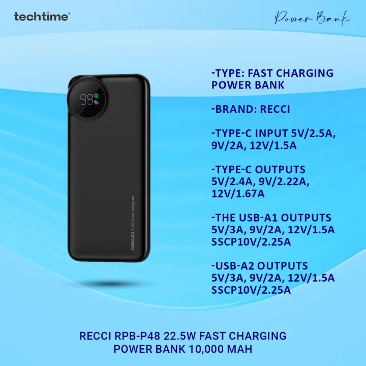 Recci%20RPB-P48%2022.5W%20Fast%20Charging%20Power%20Bank%2010,000%20mAh,%20Biege%20Color%20-%20Image%203